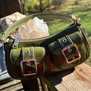 Coach Olive Green Shoulder Crossbody Bag with Big Buckle Details. NWT. SALE!!!!